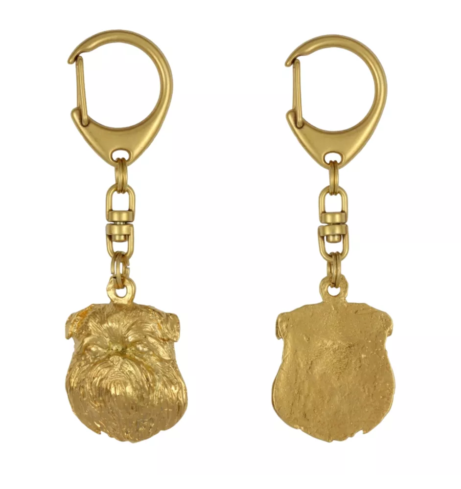 Brüsseler Griffon, Griffon Bruxellois - Vergoldeter Schlüsselanhänger mit Hund in Geschenkbox, Handtaschen-Dekoration, Luxus-Accessoire der Marke Art-Dog