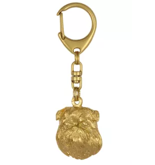 Griffon bruxellois - Porte-clés doré avec chien dans boîte cadeau, décoration de sac à main, accessoire de luxe de la marque Art-Dog