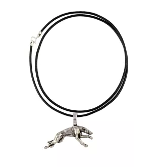 Greyhound, Grosser Englischer Windhund - Hundehalsband, versilberter Anhänger für den Hundeliebhaber, dezenter Schmuck von Art-Dog