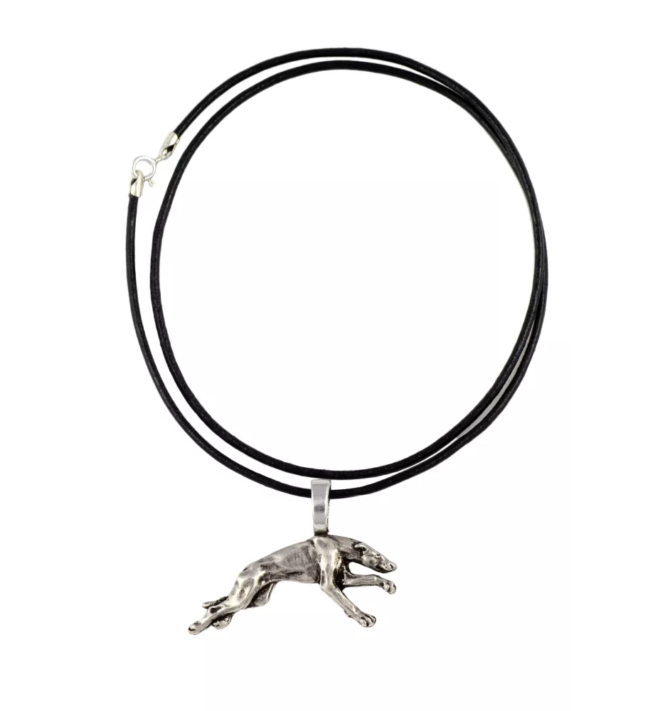 Greyhound, Grosser Englischer Windhund - Hundehalsband, versilberter Anhänger für den Hundeliebhaber, dezenter Schmuck von Art-Dog