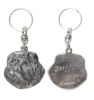 Brüsseler Griffon, Griffon Bruxellois I - Versilberter Anhänger mit einem Hund in einer dekorativen Box, Handtaschenschmuck, Rucksackanhänger der Marke Art-Dog