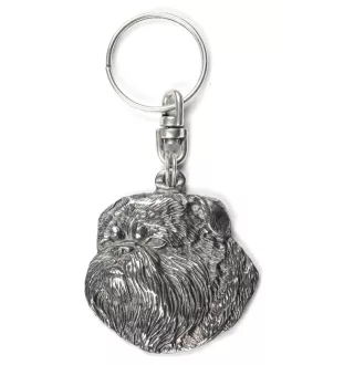 Griffon bruxellois I - Pendentif argenté avec un chien dans une boîte décorative, décoration de sac à main, pendentif de sac à dos par la marque Art-Dog