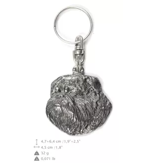 Griffon bruxellois I - Pendentif argenté avec un chien dans une boîte décorative, décoration de sac à main, pendentif de sac à dos par la marque Art-Dog