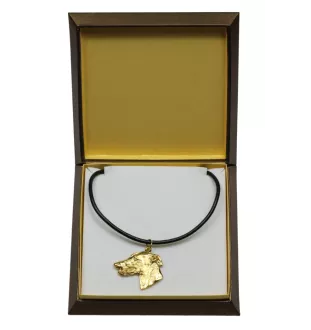 Lévrier anglais, Greyhound - Collier de chien dans une boîte cadeau, pendentif plaqué or pour les fans de chiens, bijoux remarquables par Art-Dog