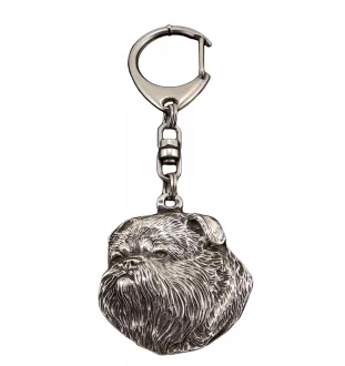Griffon Bruxellois, Brussels Griffon I - Silver-plated key ring with a dog in a gift box, handbag decoration, backpack pendant by Art-Dog brand