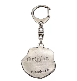 Griffon bruxellois I - Porte-clés argenté avec un chien dans une boîte cadeau, décoration de sac à main, pendentif de sac à dos par la marque Art-Dog