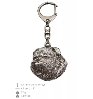 Griffon bruxellois I - Porte-clés argenté avec un chien dans une boîte cadeau, décoration de sac à main, pendentif de sac à dos par la marque Art-Dog