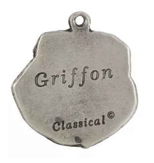 Griffon bruxellois I - Porte-clés argenté avec un chien dans une boîte cadeau, décoration de sac à main, pendentif de sac à dos par la marque Art-Dog