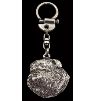 Griffon bruxellois I - Porte-clés argenté avec un chien dans une boîte cadeau, décoration de sac à main, pendentif de sac à dos par la marque Art-Dog
