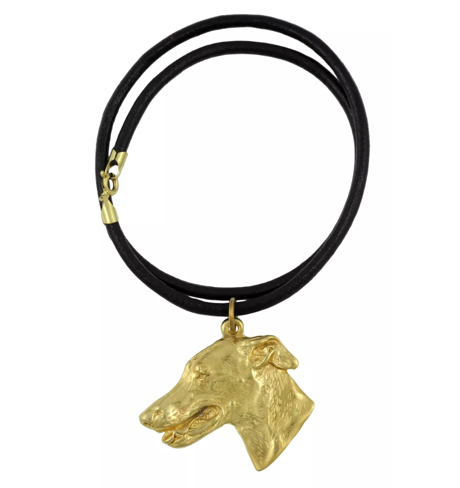 Lévrier anglais, Greyhound - Collier pour chien, pendentif plaqué or pour fan de chien, bijoux uniques de la marque Art-Dog