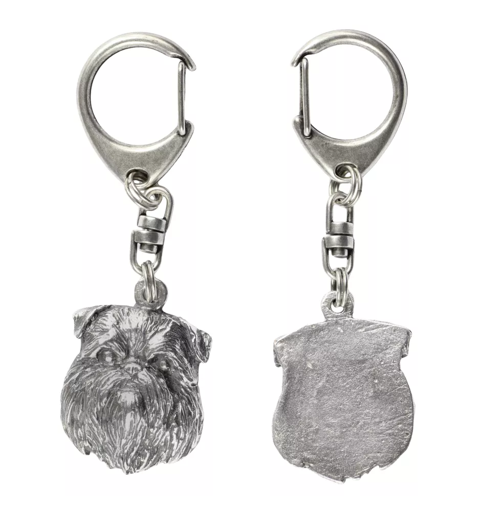 Griffon Bruxellois, Brussels Griffon - Silver-plated key ring with a dog in a gift box, handbag decoration, backpack pendant by Art-Dog brand