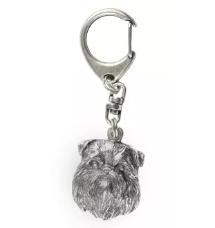 Griffon Bruxellois, Brussels Griffon - Silver-plated key ring with a dog in a gift box, handbag decoration, backpack pendant by Art-Dog brand