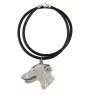 Greyhound, Grosser Englischer Windhund - Hundehalsband in Geschenkbox, versilbertes Medaillon für Hundefans, markanter Anhänger der Marke Art-Dog