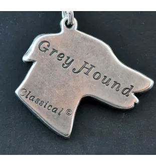 Greyhound, Grosser Englischer Windhund - Hundehalsband in Geschenkbox, versilbertes Medaillon für Hundefans, markanter Anhänger der Marke Art-Dog