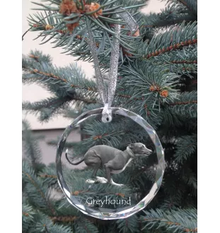 Greyhound, English Greyhound - crystal bauble with a photo, dog photo in crystal, personalized Christmas tree ornament by Art-Dog brand