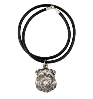 Brüsseler Griffon, Griffon Bruxellois - Halskette mit Hund, versilberter Anhänger für Hundefans, einzigartiger Schmuck der Marke Art-Dog