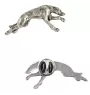 Greyhound, Grosser Englischer Windhund  - Versilberte Hundebrosche, elegante Anstecknadel, Jackenreversschmuck der Marke Art-Dog