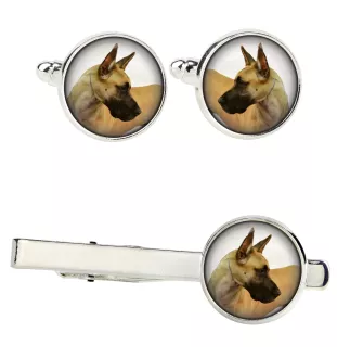 Deutsche Dogge, Ulmer Dogge, Große Dogge I Ärmelknöpfe und Krawatte mit Ihrem Foto, Anzugaccessoire, Herrenschmuck der Marke Art-Dog