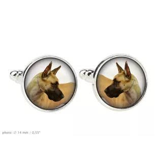 Deutsche Dogge, Ulmer Dogge, Große Dogge I Ärmelknöpfe und Krawatte mit Ihrem Foto, Anzugaccessoire, Herrenschmuck der Marke Art-Dog