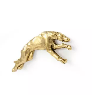 Greyhound, Grosser Englischer Windhund - Hundebrosche in dekorativer Box, elegante vergoldete Anstecknadel, Jackenbrosche der Marke Art-Dog