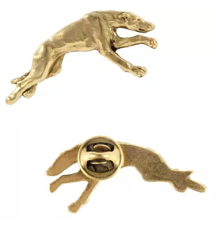 Lévrier anglais, Greyhound - broche plaquée or, ornement élégant pour chien, broche unique de la marque Art-Dog
