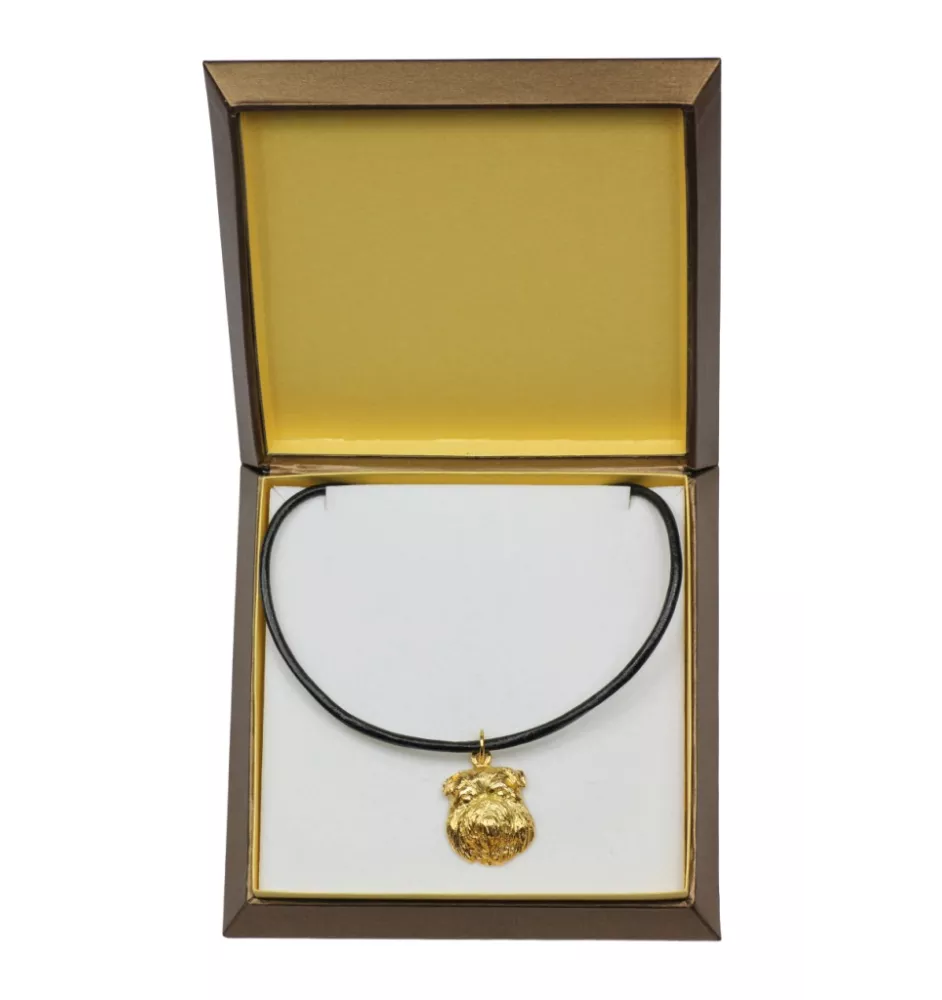 Brüsseler Griffon, Griffon Bruxellois - Hundehalsband in Geschenkbox, vergoldeter Anhänger für Hundefans, auffälliger Schmuck von Art-Dog