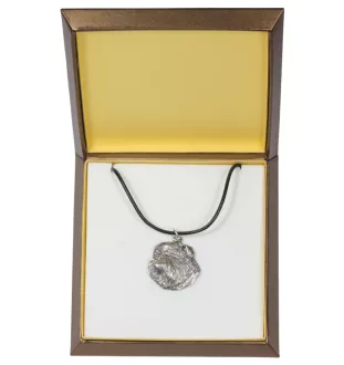 Brüsseler Griffon, Griffon Bruxellois I - Hundehalsband in Geschenkbox, versilbertes Medaillon für Hundefans, markanter Anhänger der Marke Art-Dog