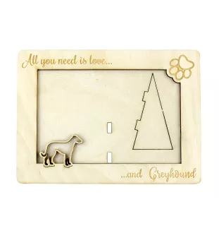 Lévrier anglais, Greyhound - Cadre photo, cadre en bois gravé, un joli gadget pour l'amoureux des chiens par Art-Dog