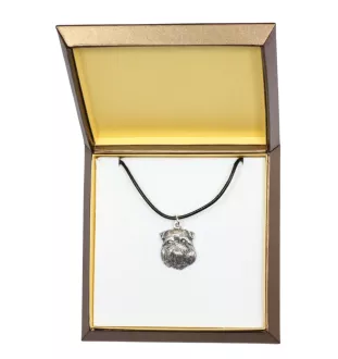 Griffon Bruxellois, Brussels Griffon - Dog necklace in gift box, silver-plated locket for dog fan, striking pendant by Art-Dog brand