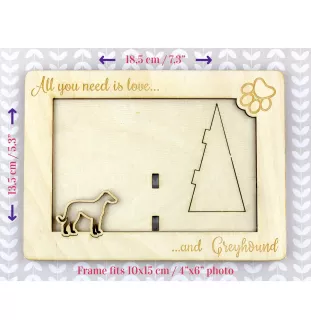 Lévrier anglais, Greyhound - Cadre photo, cadre en bois gravé, un joli gadget pour l'amoureux des chiens par Art-Dog