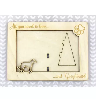 Lévrier anglais, Greyhound - Cadre photo, cadre en bois gravé, un joli gadget pour l'amoureux des chiens par Art-Dog