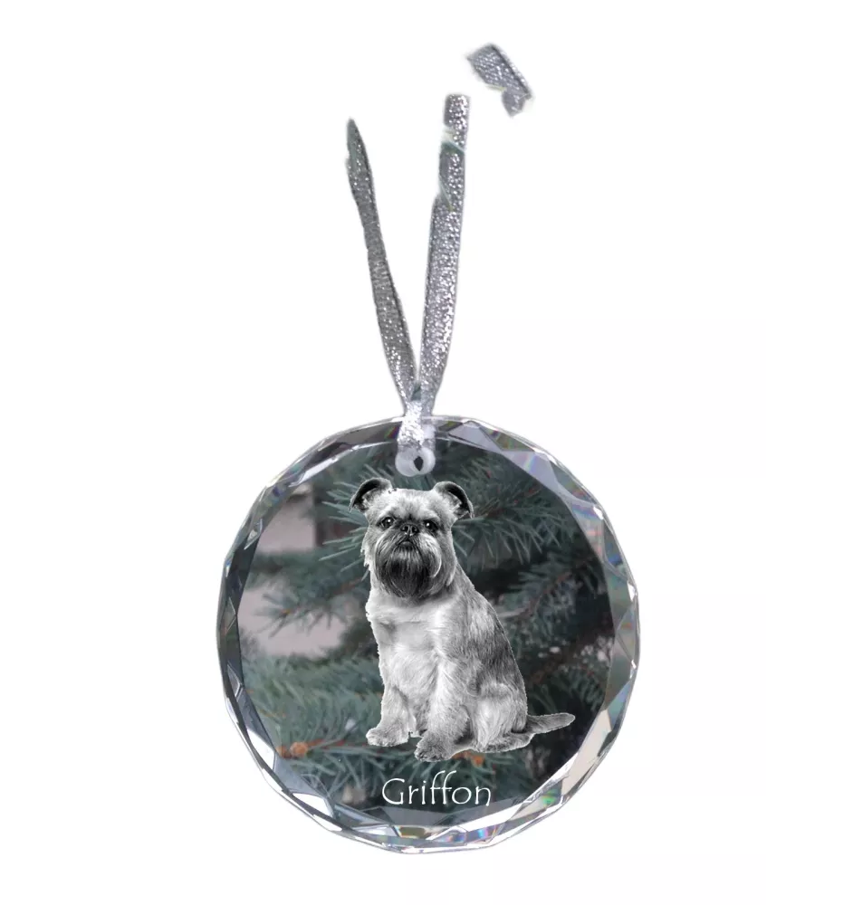 Griffon bruxellois - boule de Noël en cristal avec une photo, photo de chien dans le cristal, décoration personnalisée pour sapin de Noël de la marque Art-Dog