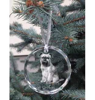 Griffon Bruxellois, Brussels Griffon - crystal bauble with a photo, dog photo in crystal, personalized Christmas tree ornament by Art-Dog brand