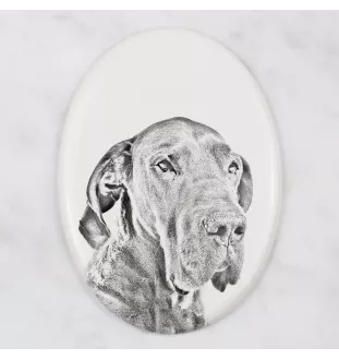Dogue allemand, Grand danois I - une plaque commémorative avec une photo de chien, une plaque funéraire avec une impression, une plaque ovale personnalisée de la marque Art-Dog