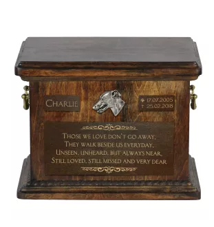 Lévrier anglais, Greyhound - urne pour les cendres de chien, urne personnalisée avec une gravure, boîte commémorative pour les cendres de chien de la marque Art-Dog