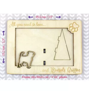 Brüsseler Griffon, Griffon Bruxellois - Fotorahmen, gravierter Holzrahmen, ein schönes Gadget für den Hundeliebhaber von Art-Dog