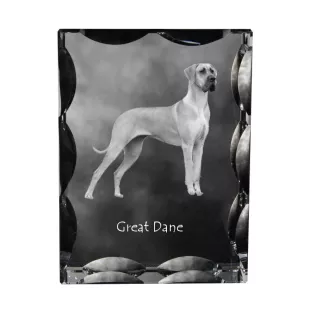 Dogue allemand, Grand danois - cristal avec photo de chien, statuette en verre avec photo, cadre exceptionnel avec photo de la marque Art-Dog