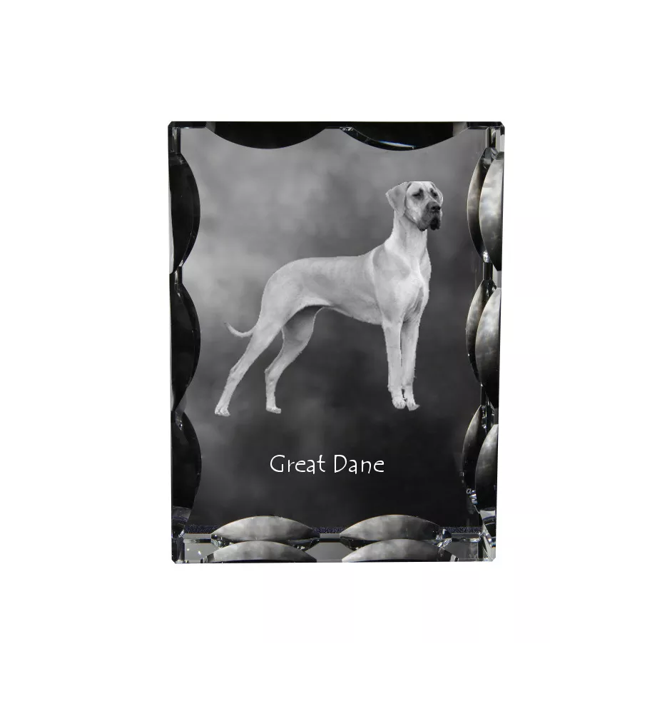 Dogue allemand, Grand danois - cristal avec photo de chien, statuette en verre avec photo, cadre exceptionnel avec photo de la marque Art-Dog