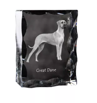 Great Dane - crystal with a picture of a dog, glass statuette with a picture, unique frame with a picture from Art-Dog brand
