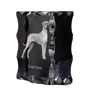 Deutsche Dogge, Ulmer Dogge, Große Dogge - Kristall mit einem Hundebild, Glasstatuette mit einem Bild, einzigartiger Bilderrahmen der Marke Art-Dog