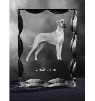 Deutsche Dogge, Ulmer Dogge, Große Dogge - Kristall mit einem Hundebild, Glasstatuette mit einem Bild, einzigartiger Bilderrahmen der Marke Art-Dog