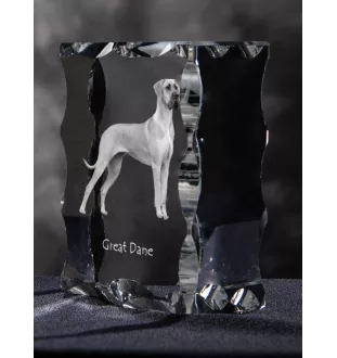 Deutsche Dogge, Ulmer Dogge, Große Dogge - Kristall mit einem Hundebild, Glasstatuette mit einem Bild, einzigartiger Bilderrahmen der Marke Art-Dog