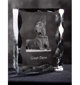 Dogue allemand, Grand danois I - cristal avec photo de chien, statuette en verre avec photo, cadre exceptionnel avec photo de la marque Art-Dog
