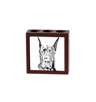 Deutsche Dogge, Ulmer Dogge, Große Dogge - Stifthalter mit Hund, Schreibtischorganizer mit Aufdruck, personalisierte Schreibtischdekoration der Marke Art-Dog