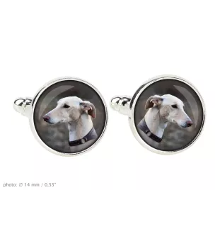 Greyhound, Grosser Englischer Windhund - Manschettenknöpfe in einer Schachtel, handgefertigter Schmuck, Produkt der Marke Art-Dog