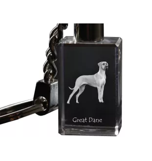 Deutsche Dogge, Ulmer Dogge, Große Dogge - Schlüsselanhänger aus Kristall mit Hundefoto, beleuchteter Schlüsselanhänger, einzigartiges Geschenk der Marke Art-Dog