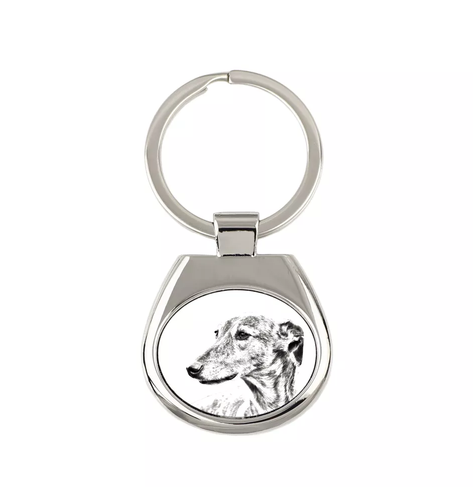 Lévrier anglais, Greyhound - porte-clés avec chien, porte-clés imprimé, breloque personnalisée de la marque Art-Dog