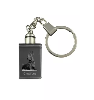 Great Dane I - Crystal key ring with dog photo, illuminated key ring, unique gift by Art-Dog brand
