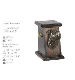 Brüsseler Griffon, Griffon Bruxellois eine Ascheurne für Hunde, eine elegante Urne mit einer Statue, eine Gedenkurne mit dem Porträt eines Hundes von der Marke Art-Dog