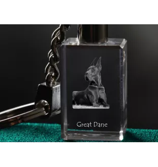 Great Dane I - Crystal key ring with dog photo, illuminated key ring, unique gift by Art-Dog brand